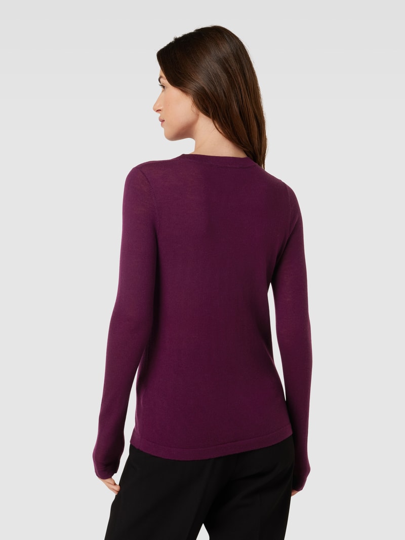 Strickpullover mit Runhalsausschnitt in pflaume