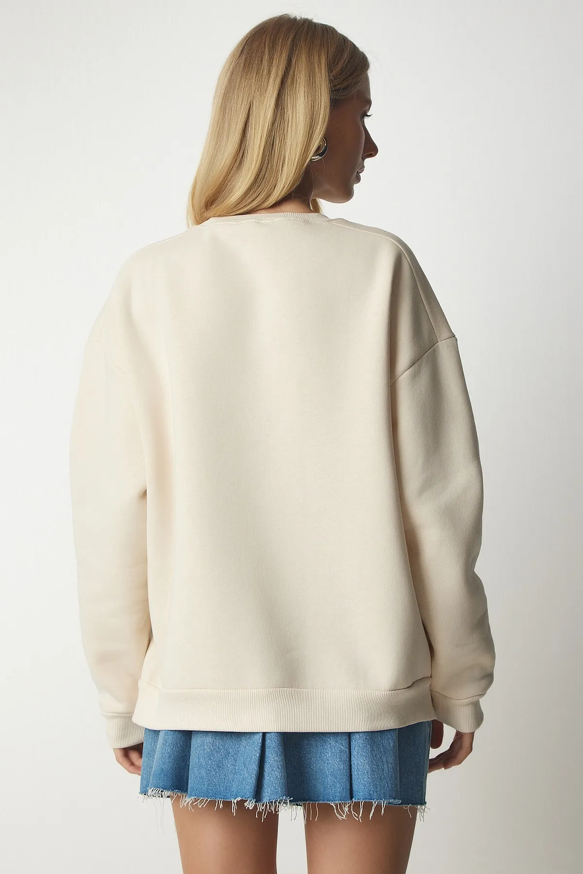 Happiness İstanbul  Sweatshirt - Beige - Regular Fit