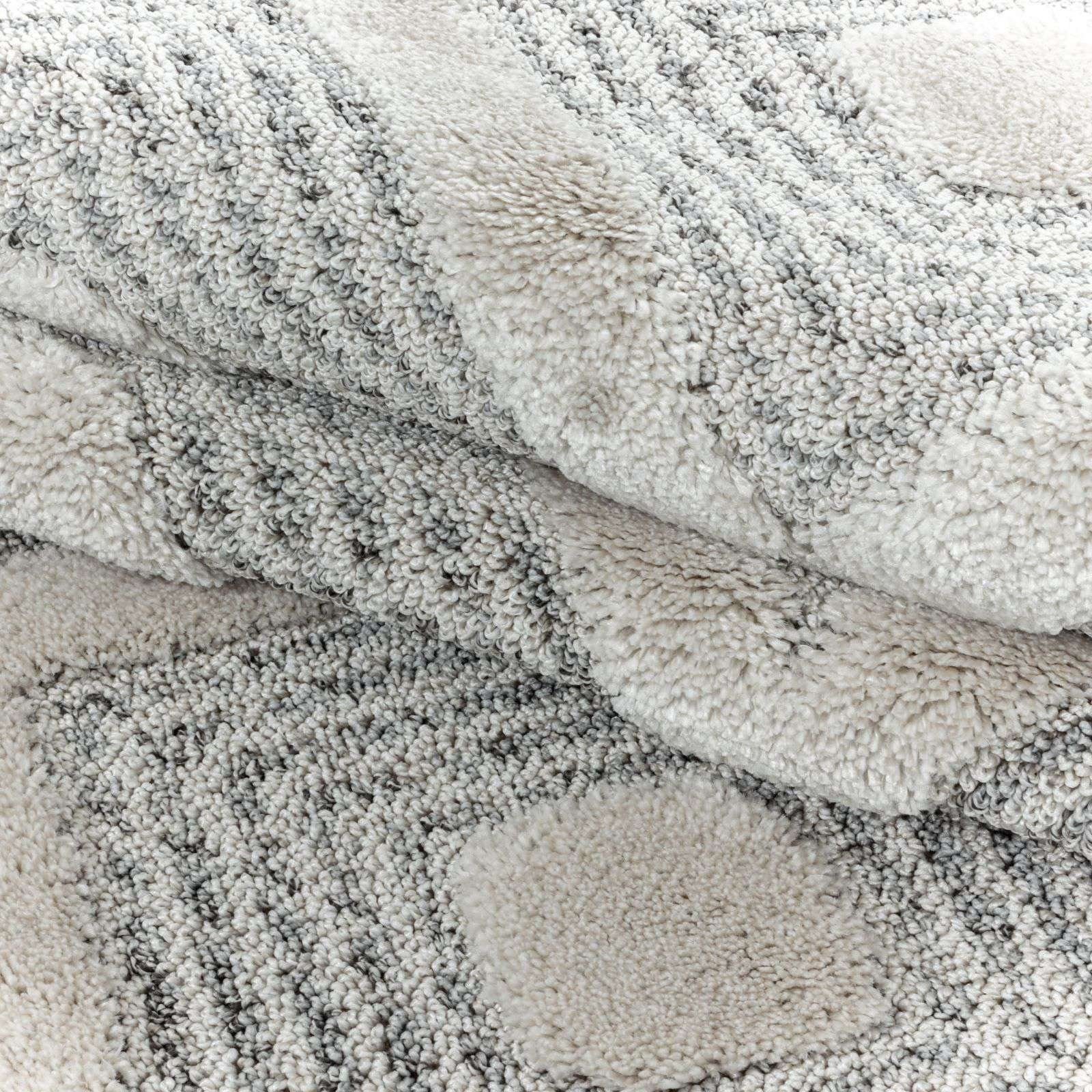 Designteppich Designerteppich Tokio hoch-tief Struktur Karos mit Punkten weiß-grau, TaraCarpet, rechteckig, Höhe: 20 mm, moderner scandi boho Karos w grau Wohnzimmer Schlafzimmer Flur 080x150