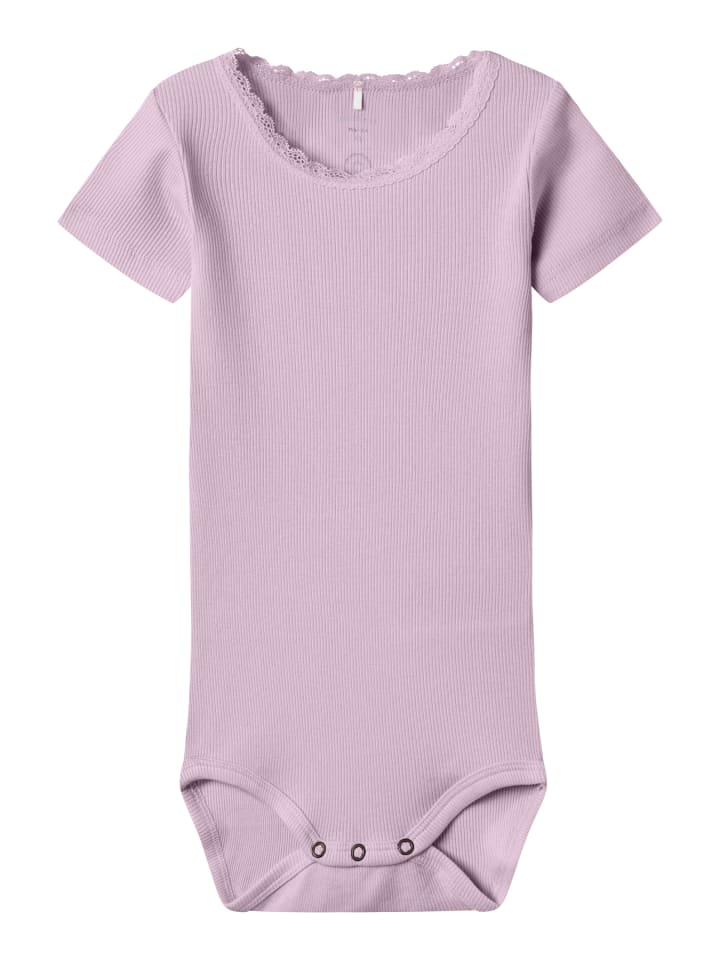 name it Kurzarmbody mit Spitzenbordüre in winsome orchid günstig kaufen