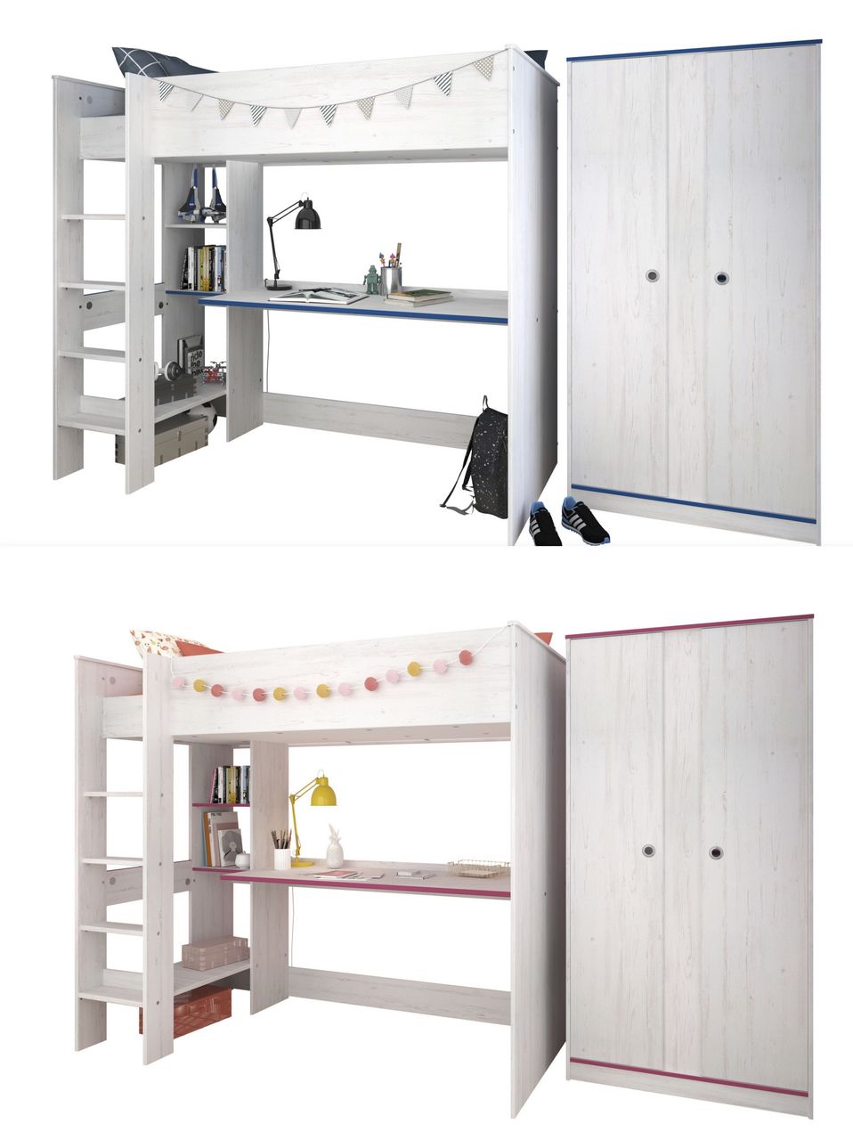 Parisot Kinderzimmer, 2-teilig, Smoozy 4 - Kanten drehbar - Pink oder Blau