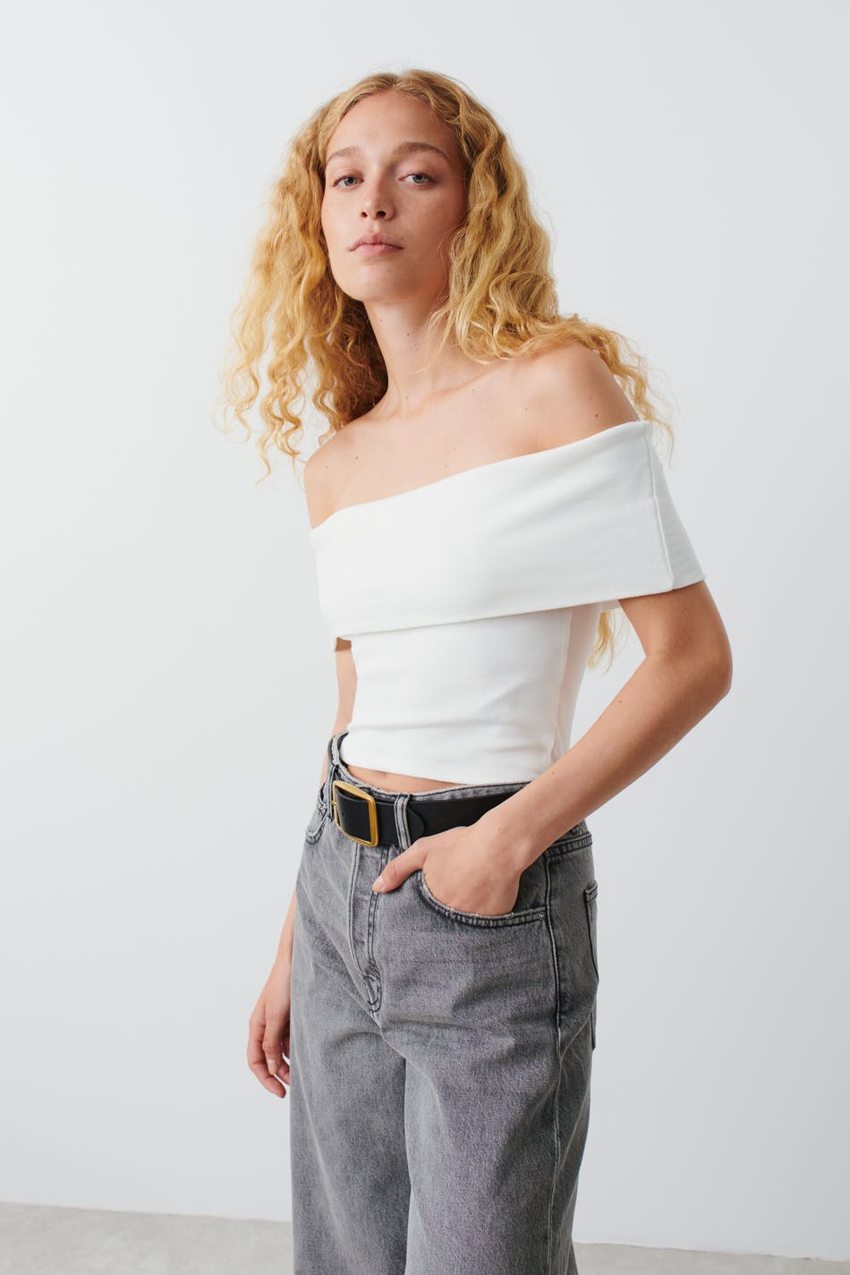 Folded off shoulder top