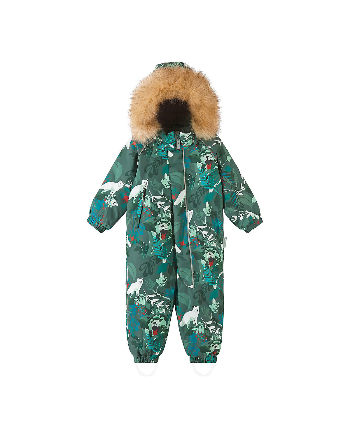 Schneeoverall Kapuze mit Fake Fur Tiere Blätter