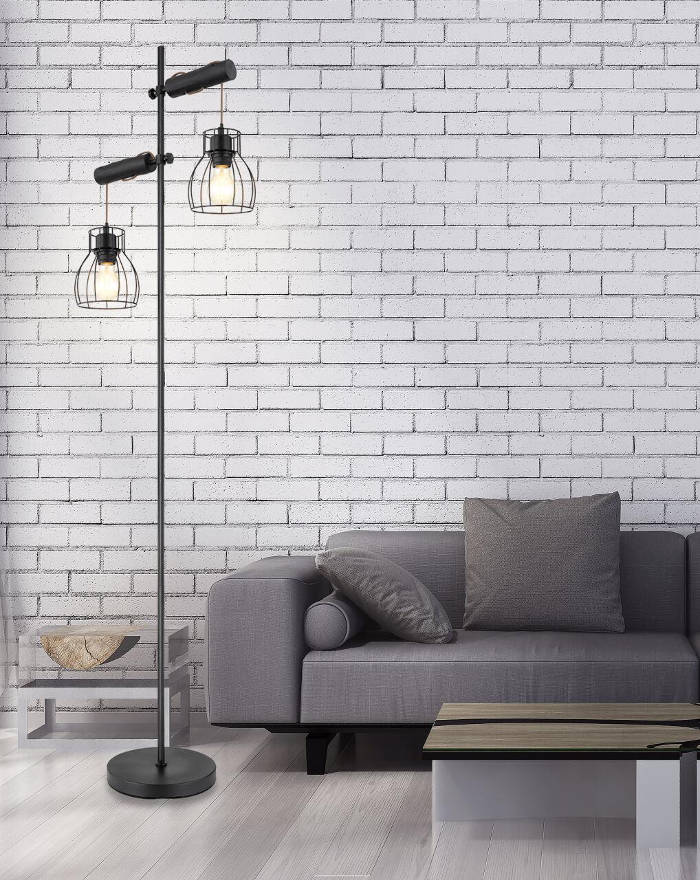 Globo Lighting - MINA - Stehleuchte Metall schwarz matt, 2x E27