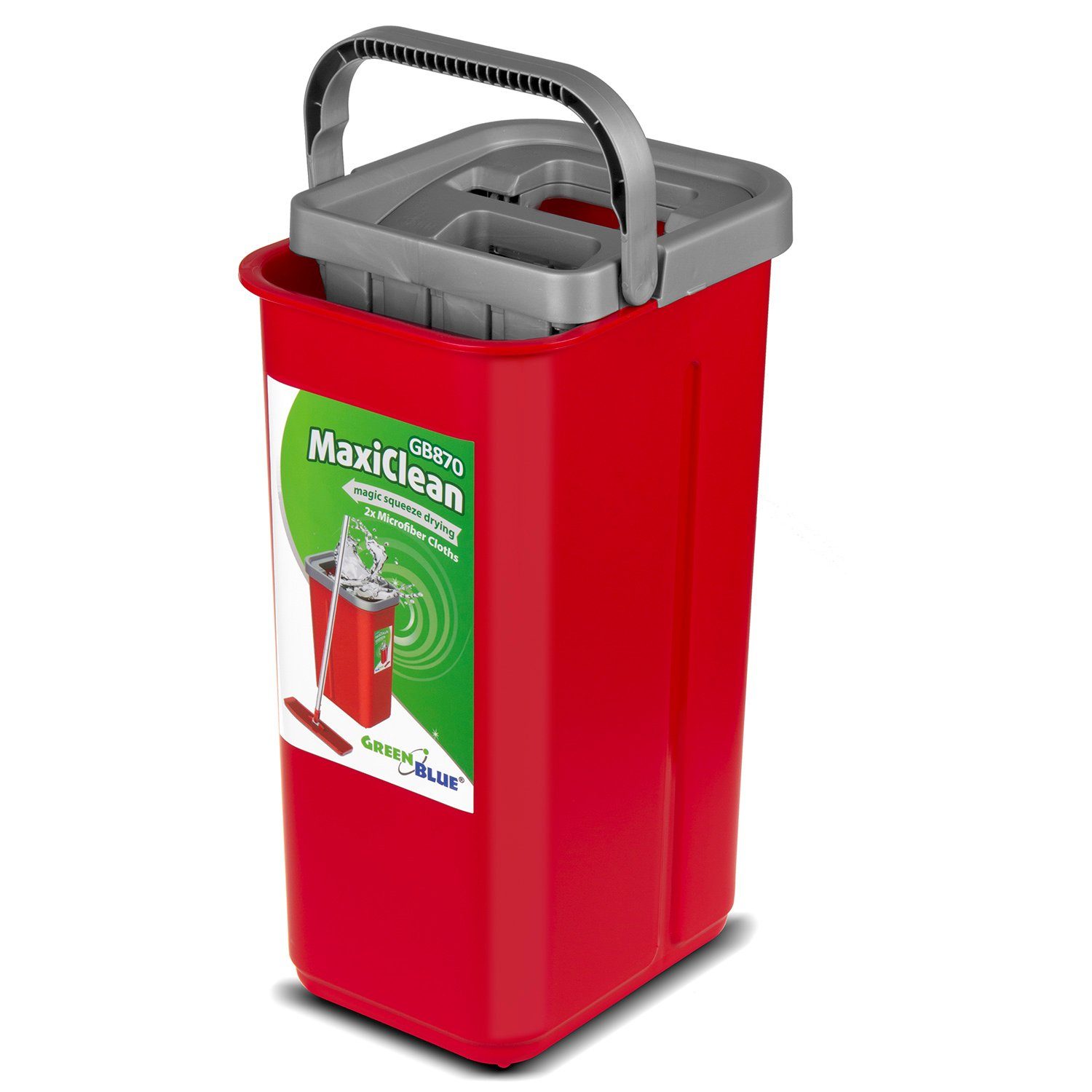 GreenBlue Wischmopp GB870, 5,7L-Eimer mit 2-Kammer-System zur Nass- u. Trockenreinigung
