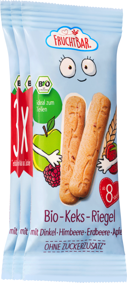 Babykekse Keks-Riegel mit Dinkel & Himbeere, ab 8 Monaten (3x30 g), 90 g