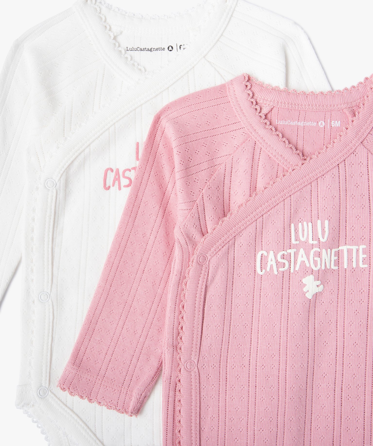 Body bébé en maille ajourée à ouverture croisée - LuluC... rose | GEMO