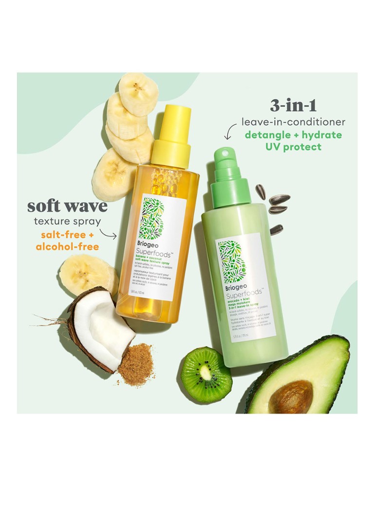 Briogeo Mini Spray hidratant 3 în 1 Briogeo Superfoods™ cu avocado și kiwi - Format de călătorie