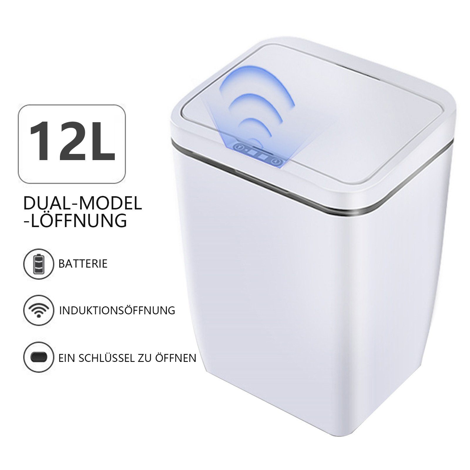 TWSOUL Mülleimer Intelligenter Sensor-Mülleimer, 15L großes Fassungsvermögen, 0,3s Induktionsgeschwindigkeit