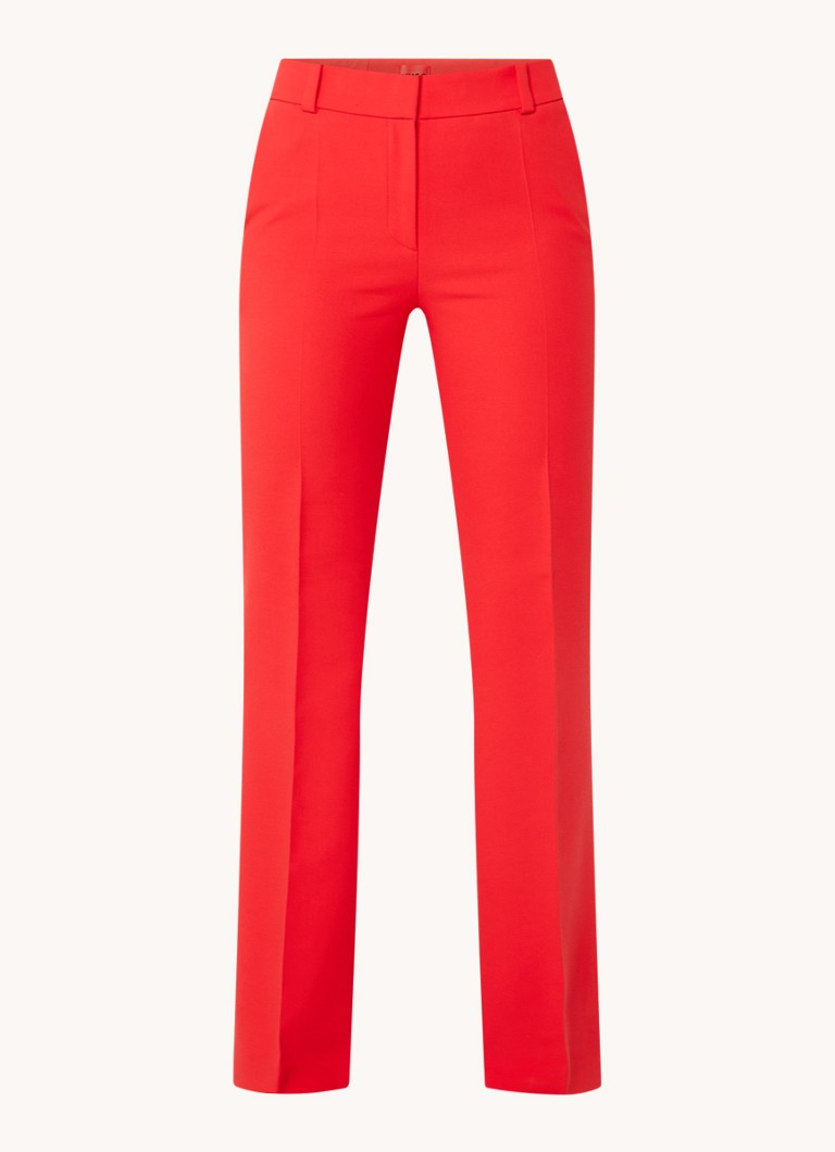 Pantaloni HUGO BOSS Hovani cu talie înaltă, evazați pe picioare și buzunare laterale