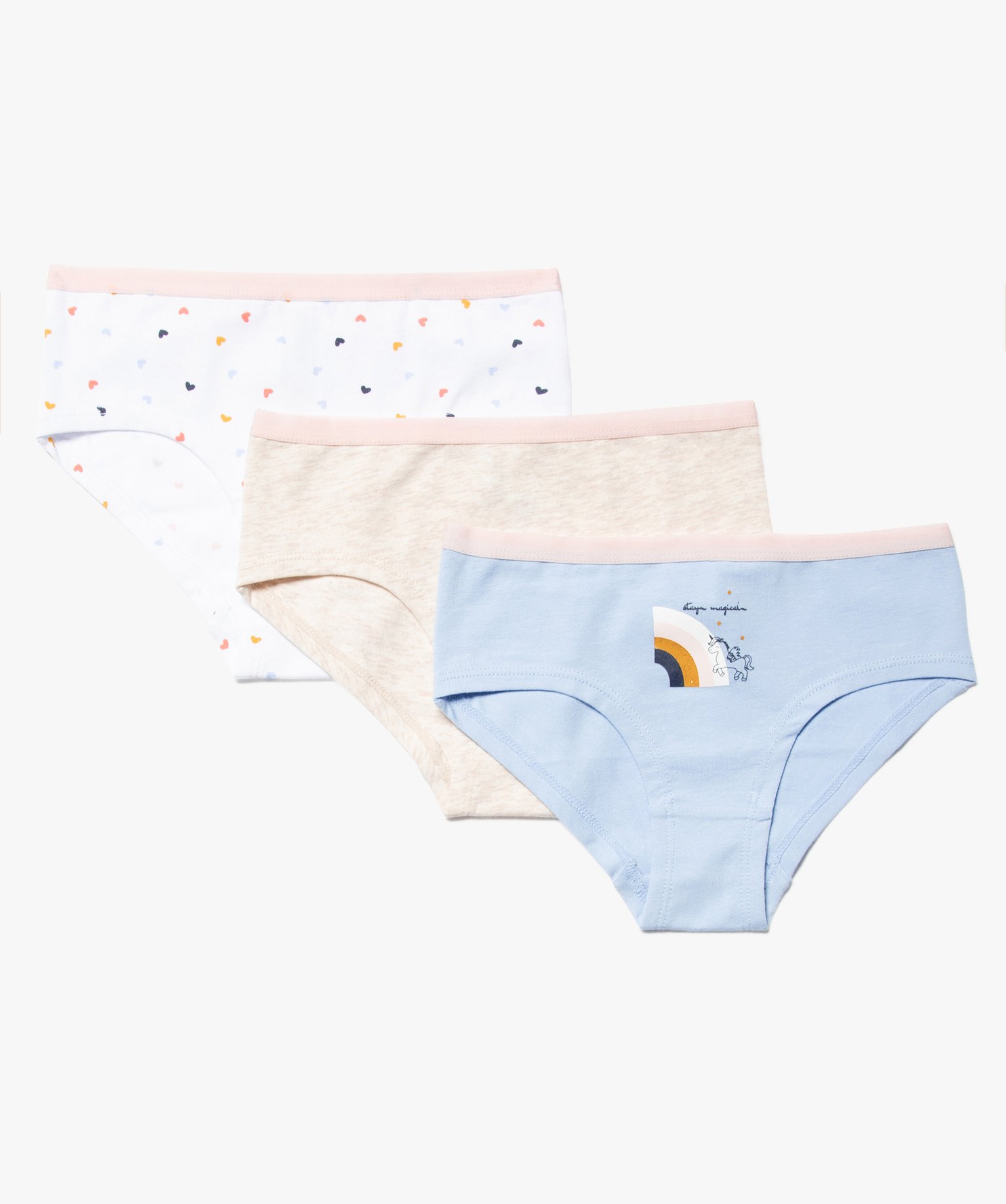 Shorties fille à motifs girly en coton biologique (lot de 3) imprime | GEMO