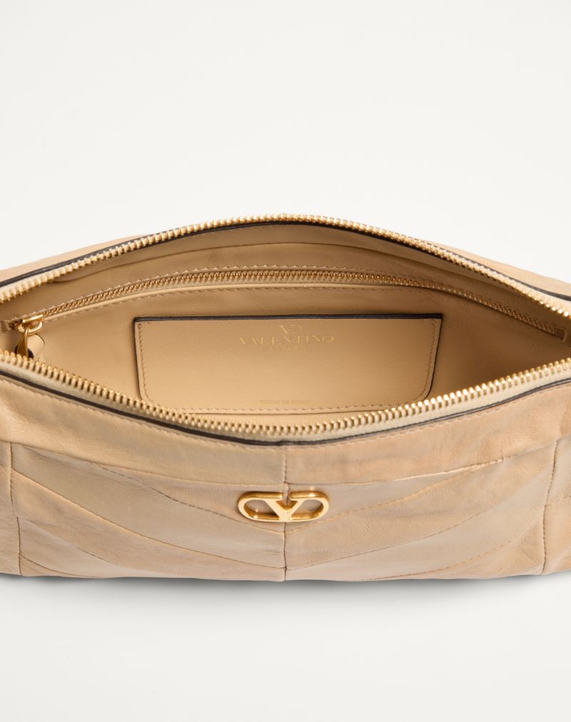 Bolsa de ombro pequena Valentino Garavani Panthea em napa com estampa chevron