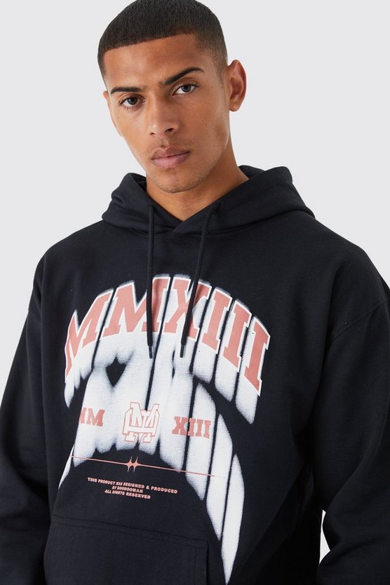 Oversize Trainingsanzug mit Kapuze und Print