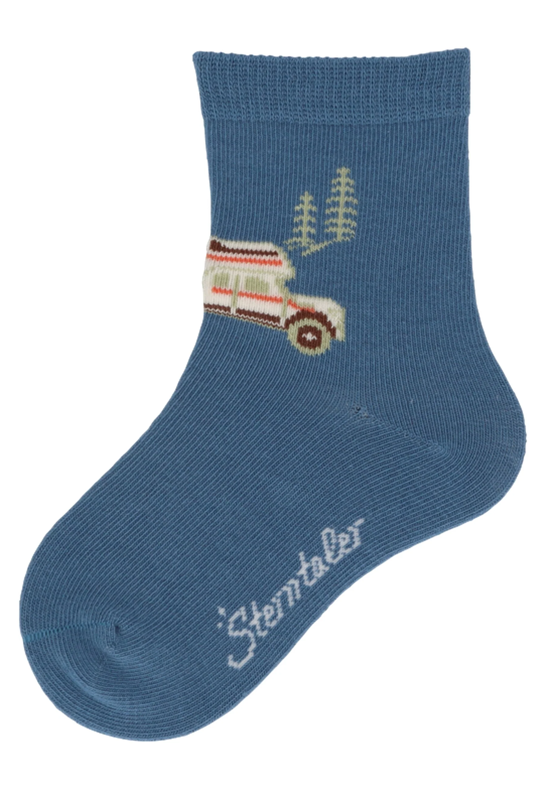 Socken im 3er Pack mit Motiv Camping in versch. Farben