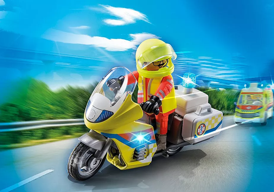 Notarzt-Motorrad mit Blinklicht