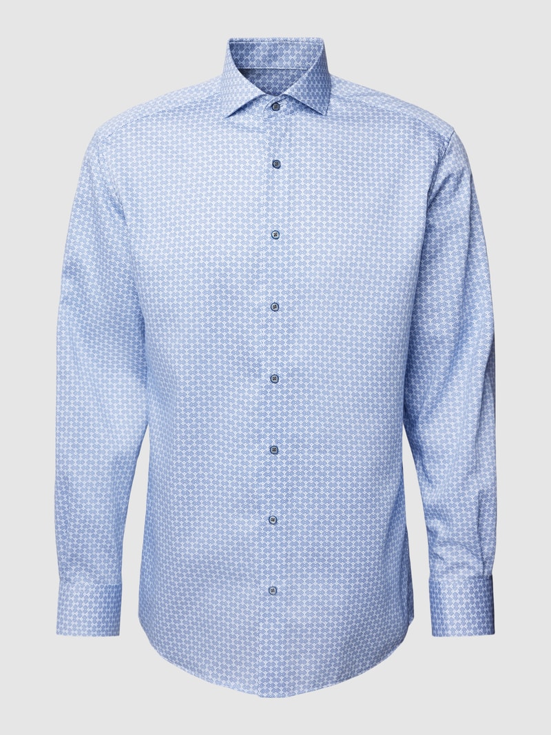 Modern Fit Business-Hemd mit Allover-Muster in bleu