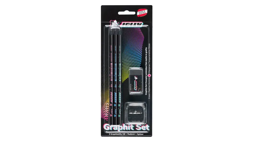 JOLLY Next Graphit HB 3 Stück mit Spitzer + Radierer