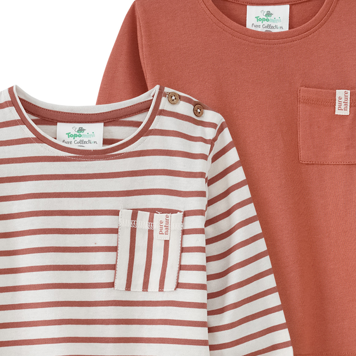 2 Baby Langarmshirts mit Brusttasche