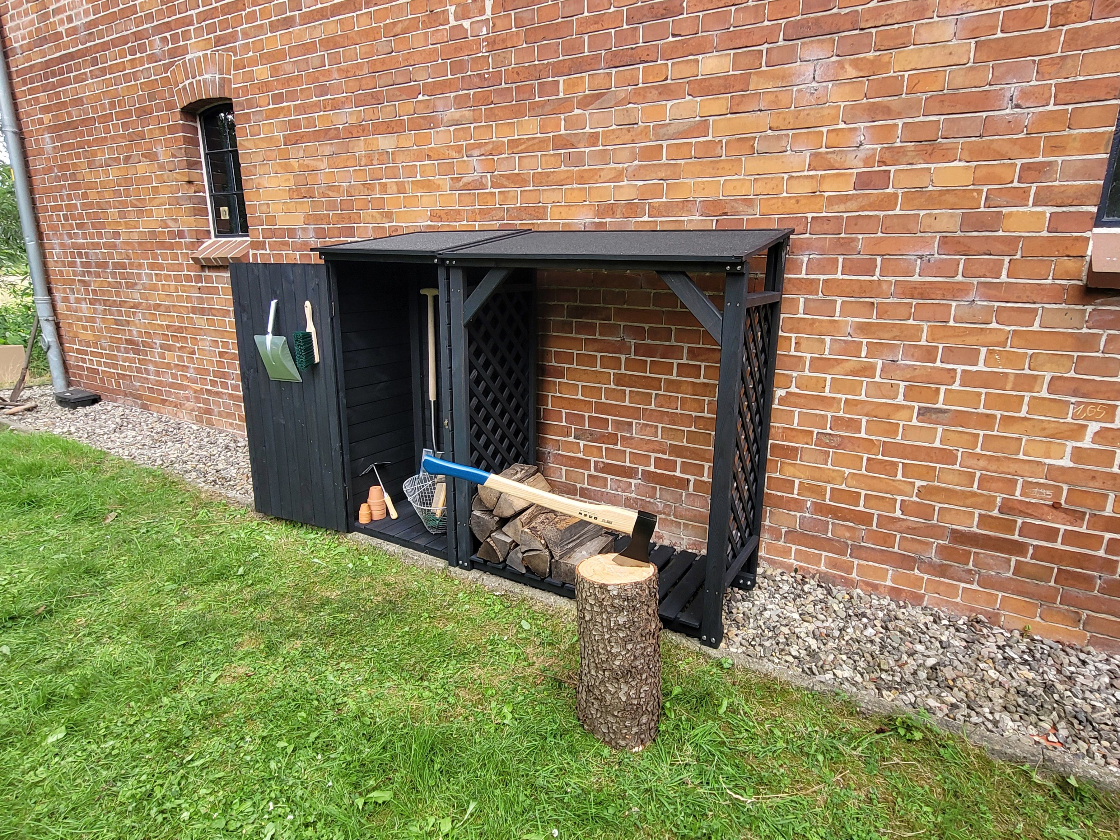 promadino Kaminholzregal Speyer, BxTxH:192x68x148 cm, mit Geräteschrank