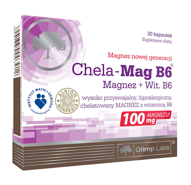 Olimp Chela-Mag B6, maisto papildas su magniu ir vitaminu B6, 30 kapsulių