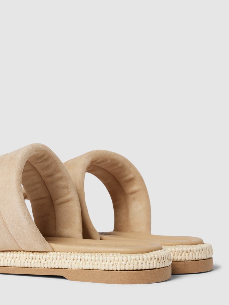 Pantoletten aus Leder mit breiten Riemen Modell 'TORI' in beige