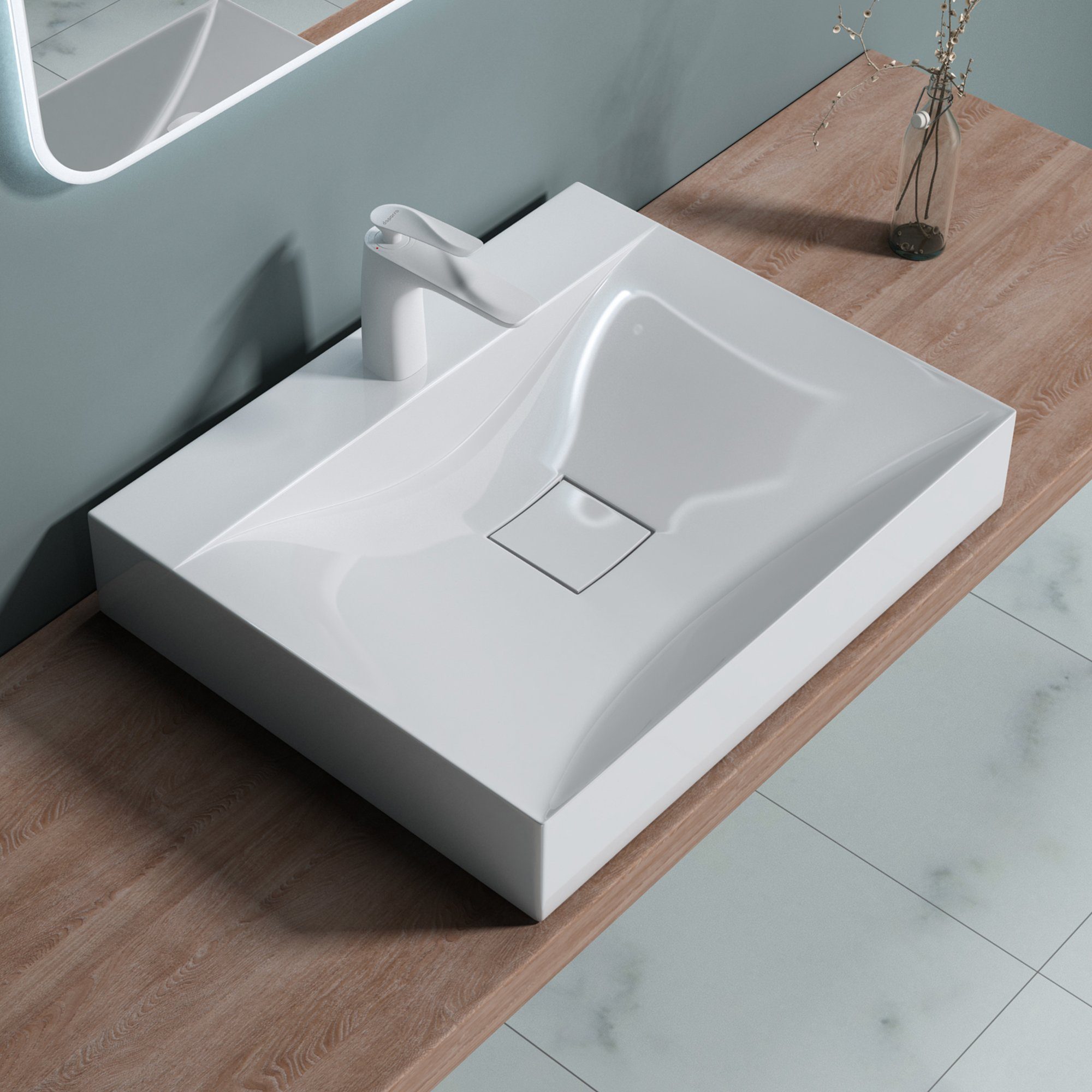 doporro Aufsatzwaschbecken doporro Waschbecken Mineralguss Gussmarmor Waschtisch Colossum810