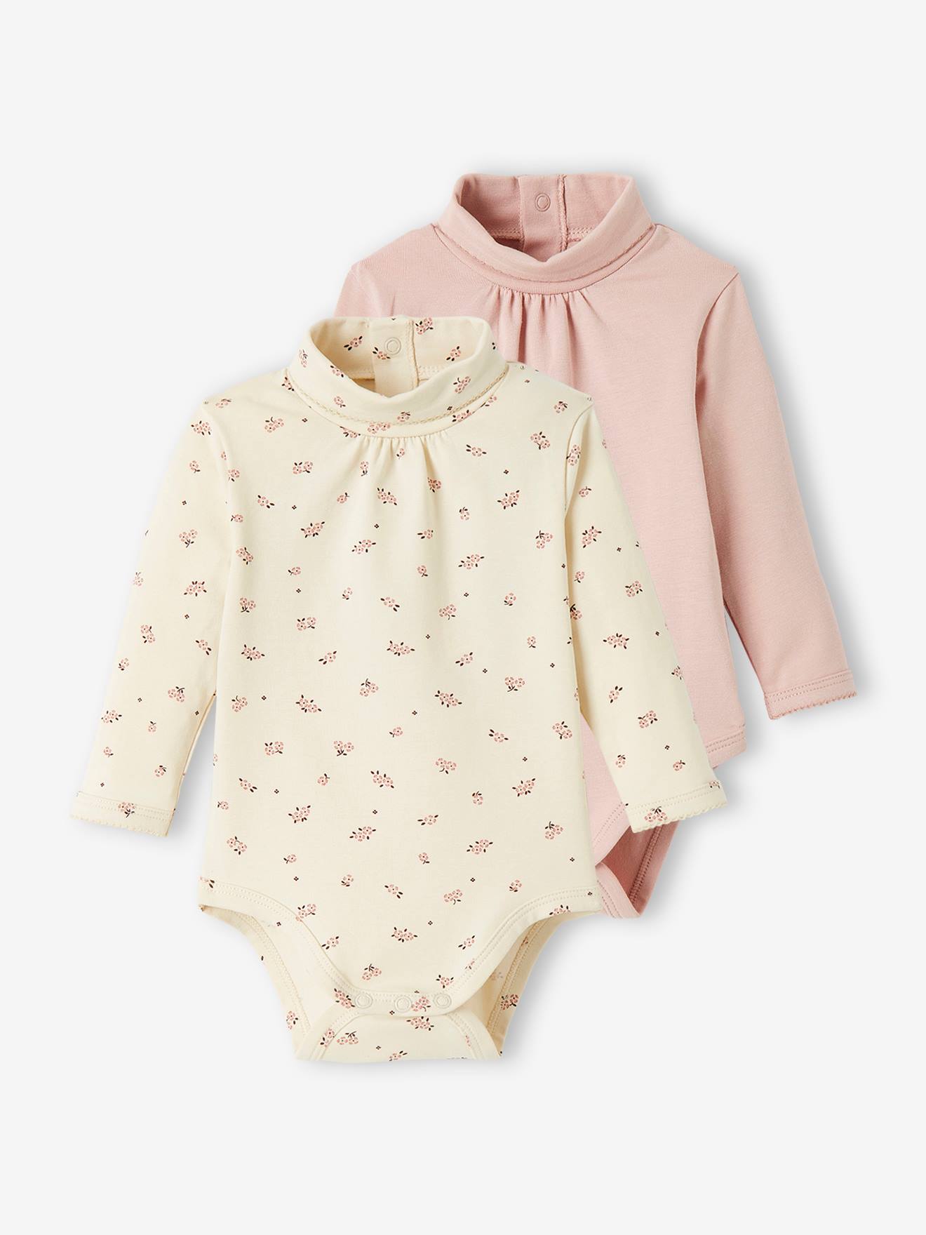 Vertbaudet 2er-Pack Baby Bodys, Langarm Oeko-Tex - rosa