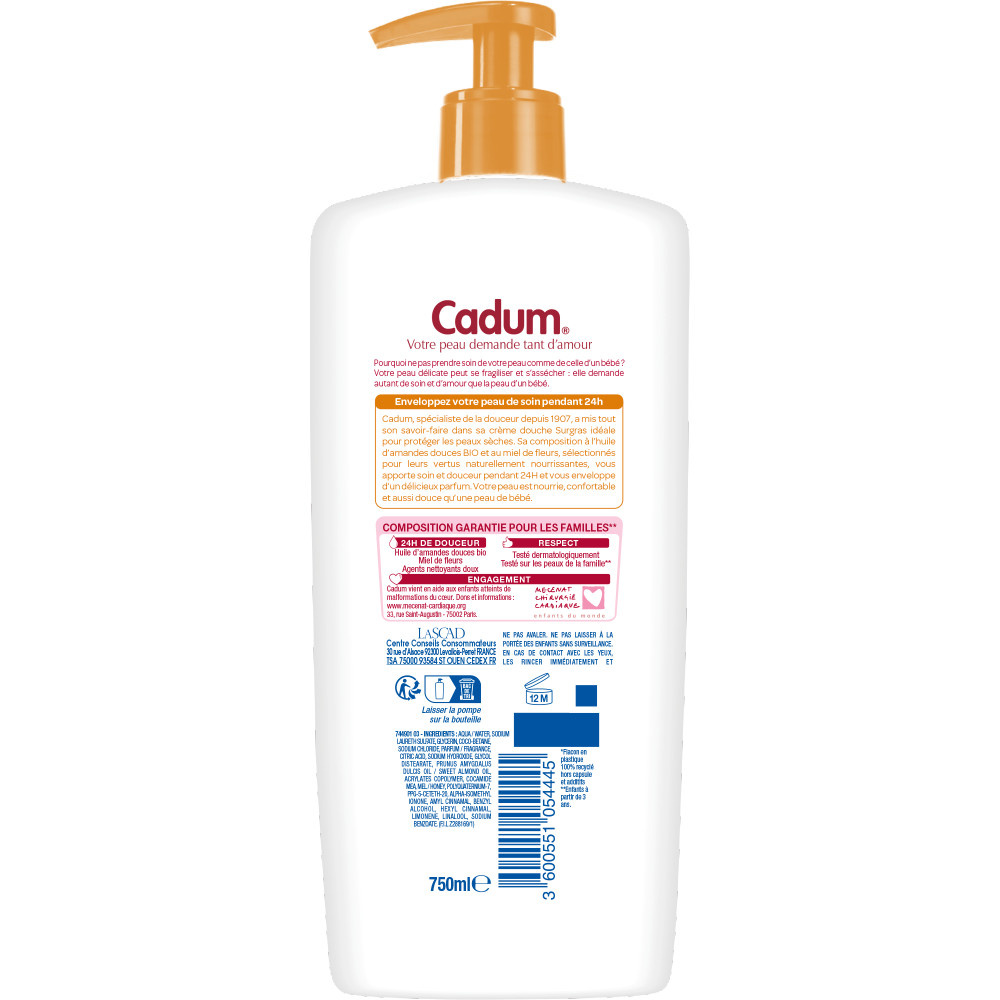 cadum Cadum Surgras Crème Douche Surgras au Miel de fleurs