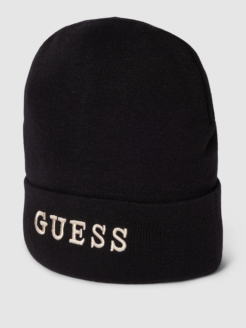Beanie in Strick-Optik in schwarz