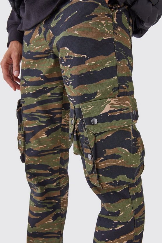 3D Camouflage Ripstop Cargo-Hose mit Druckknöpfen