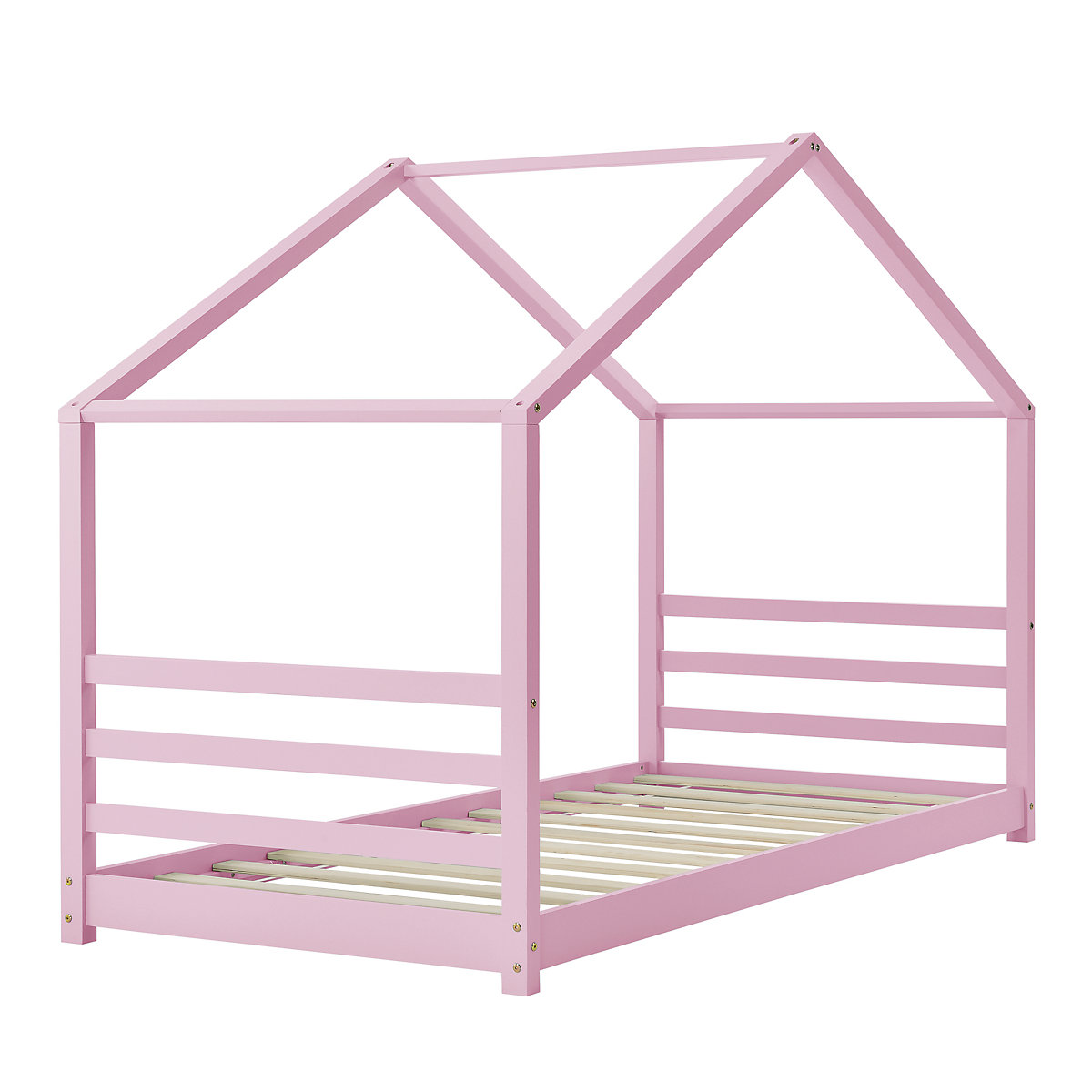 Kinderbett mit Lattenrost und Gitter 90 x 200 cm Hausbett Holz Bettenhaus Bett Jugendbett in verschiedenen Farben