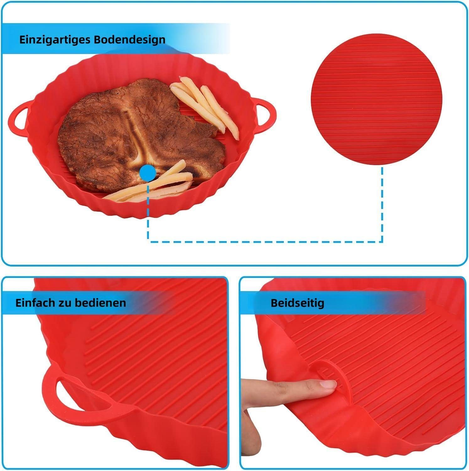 KLLGIA Backblech Silikonform für Heißluftfritteuse Zubehör Antihaft Beschichtung, Öl-, Kieselgel, (1-St)
