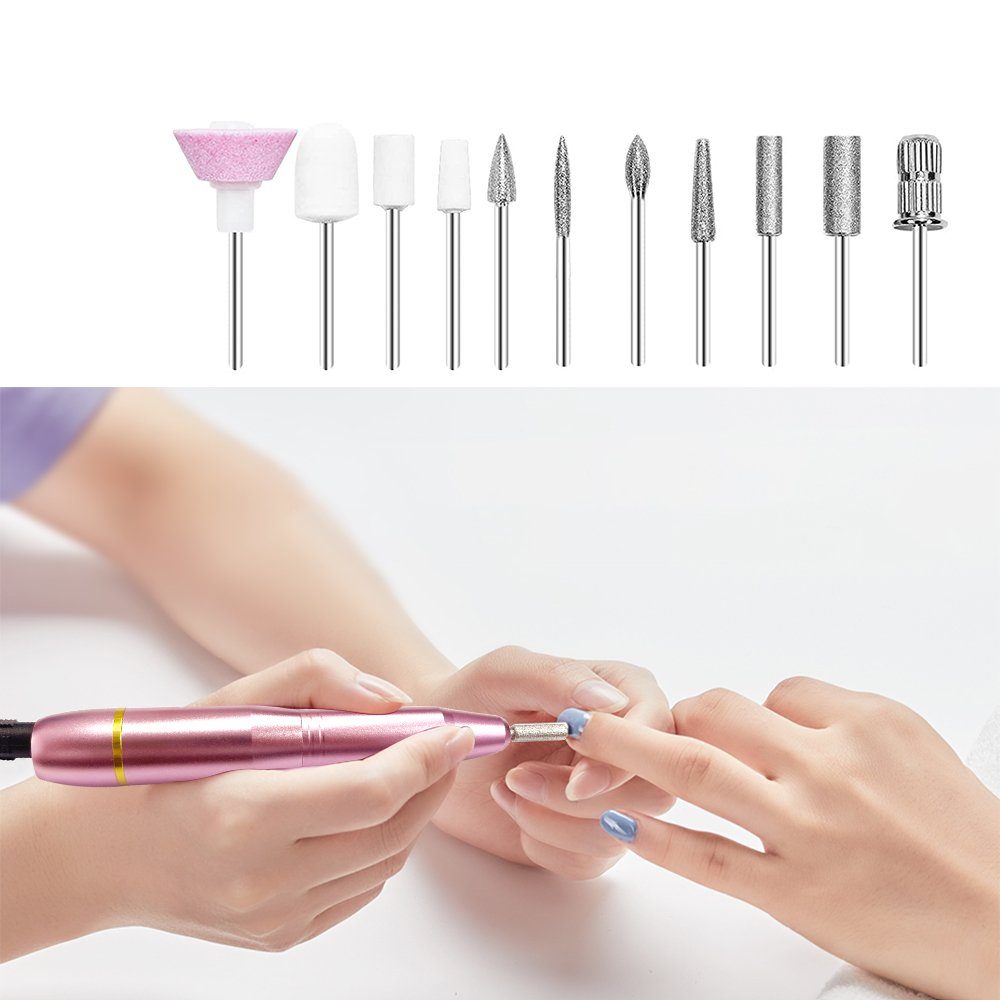 iceagle Maniküre-Pediküre-Set Nagelfräser, 11 In 1 Professionell Elektrische Nagelfräser, 11 Bohrer, Stufenlose Geschwindigkeitsregelung