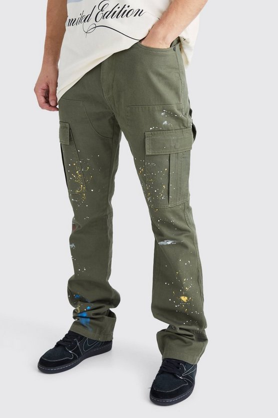 Tall Slim-Fit Cargohose mit Farbspritzern
