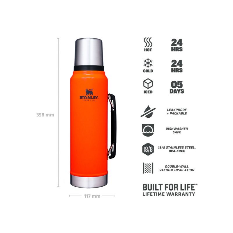 Stanley Classic Legendary Bottle 1.1qt \/1l Blaze Orange