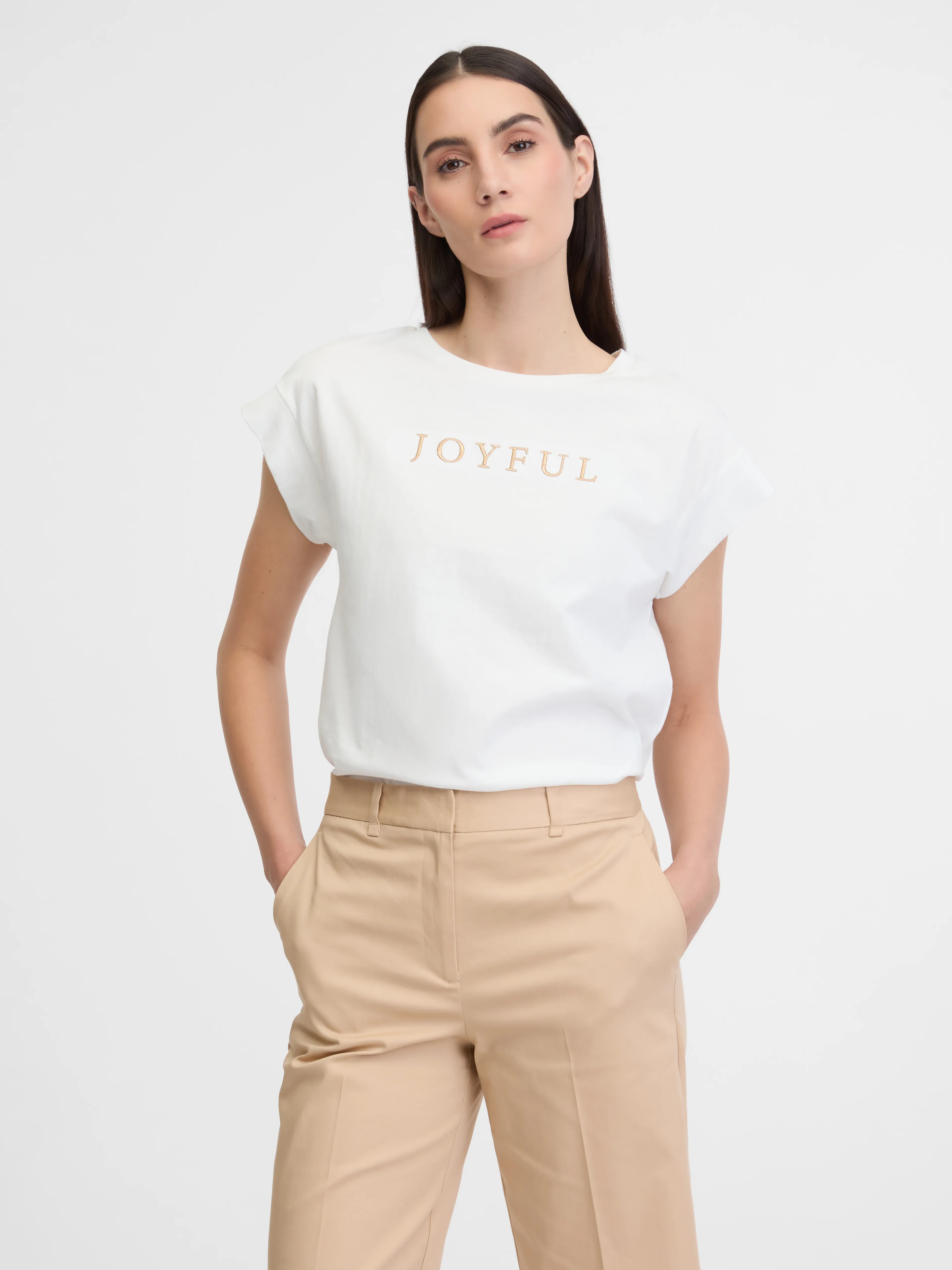 Weißes Damen-T-Shirt mit kurzen Ärmeln ORSAY