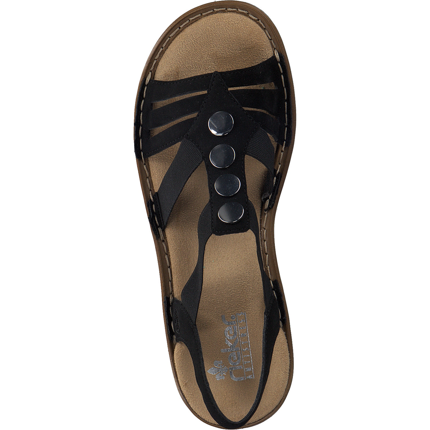Rieker 62831, Klassische Sandalen, Damen, Schwarz