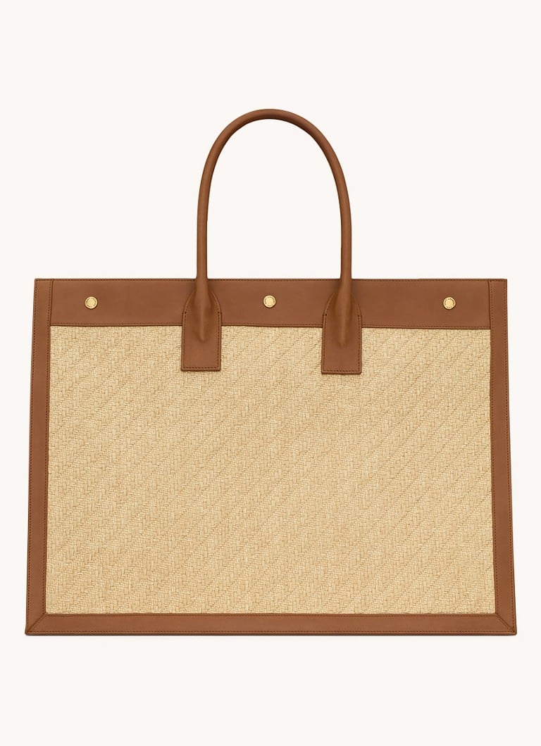 Saint Laurent Rive Gauche shopper in raffia with calf leather details
