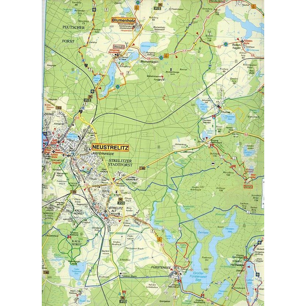 Radwander- und Wanderkarte Feldberger Seen, Fürstenberg, Lychen und Umgebung 1 : 50 000 - Wanderkarte