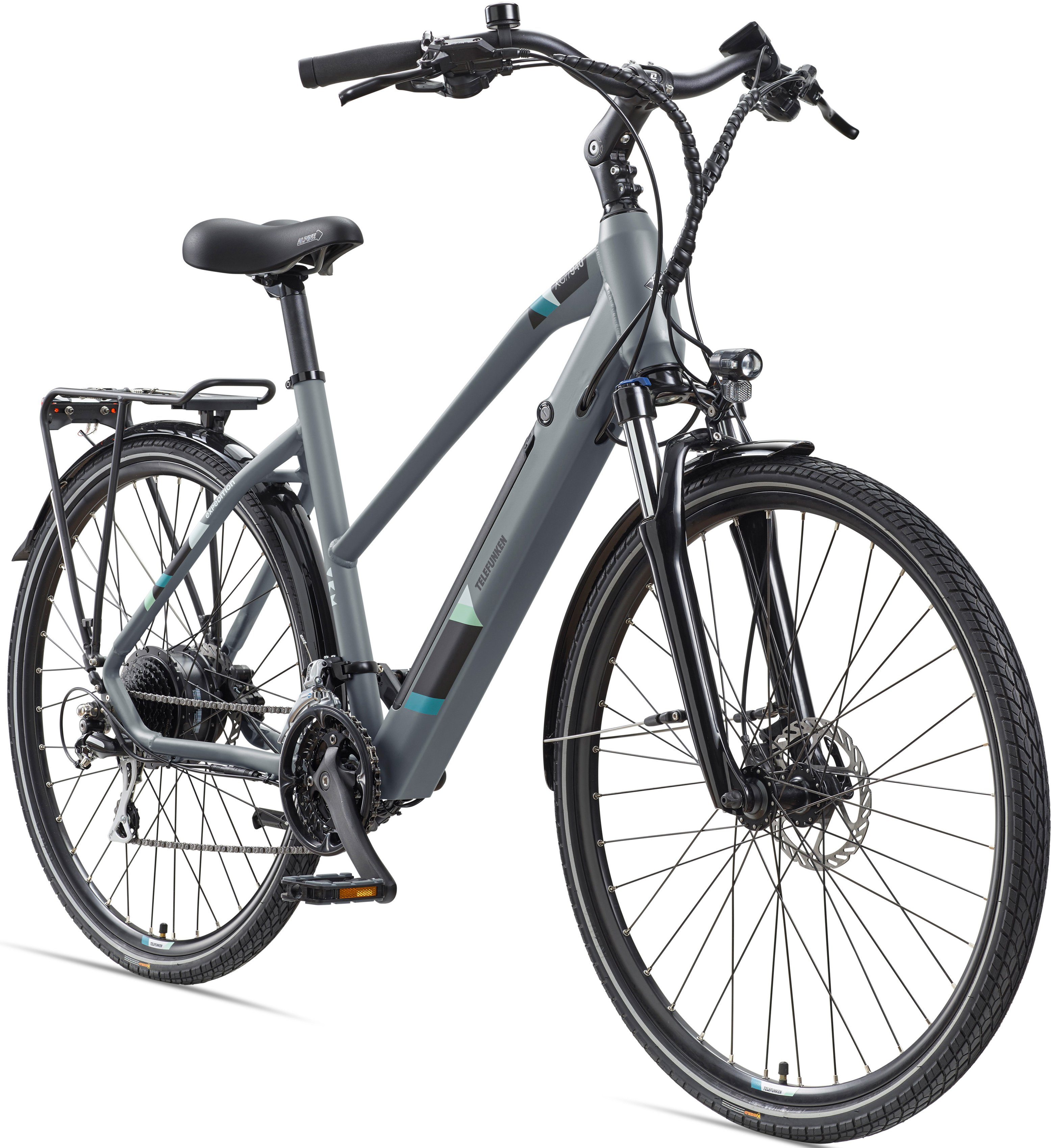 Telefunken E-Bike Expedition XC940, 24 Gang Shimano Acera Schaltwerk, Kettenschaltung, Heckmotor, 417,6 Wh Akku