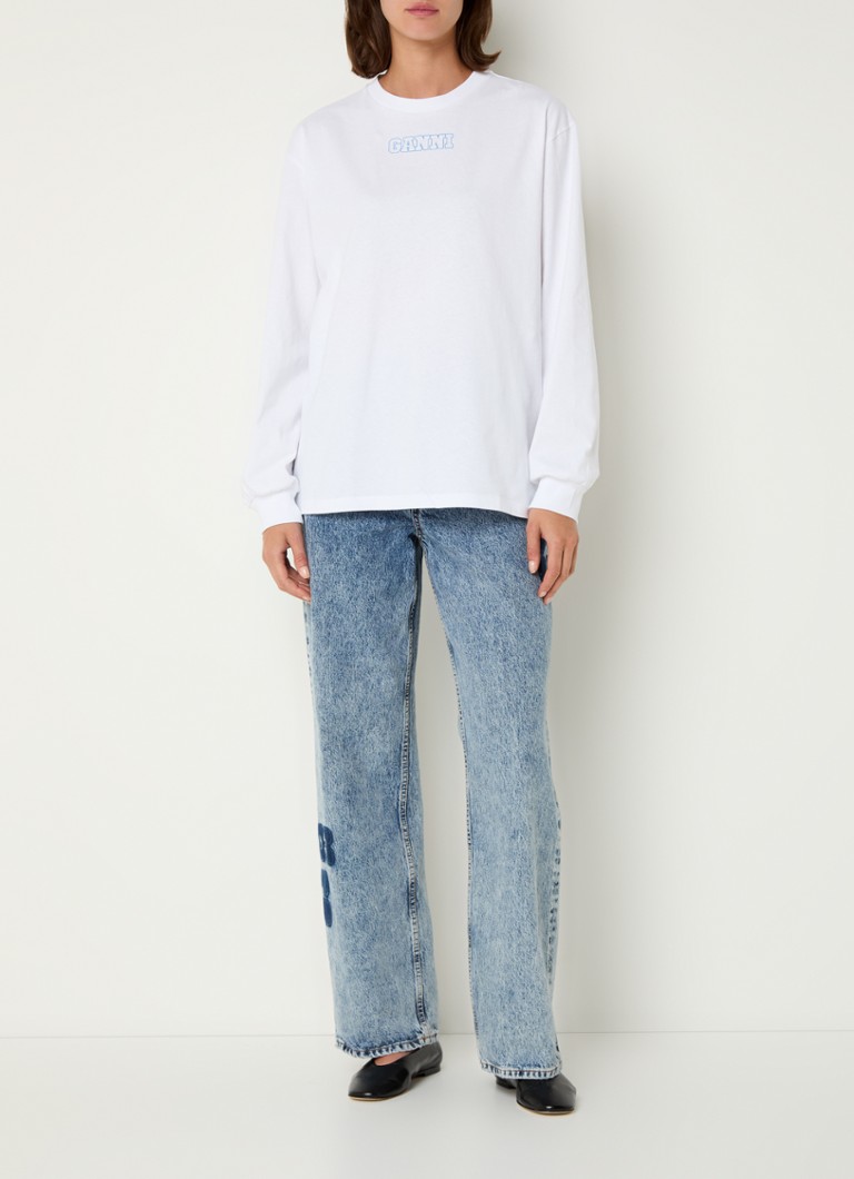 Ganni  Longsleeve met logoborduring en backprint