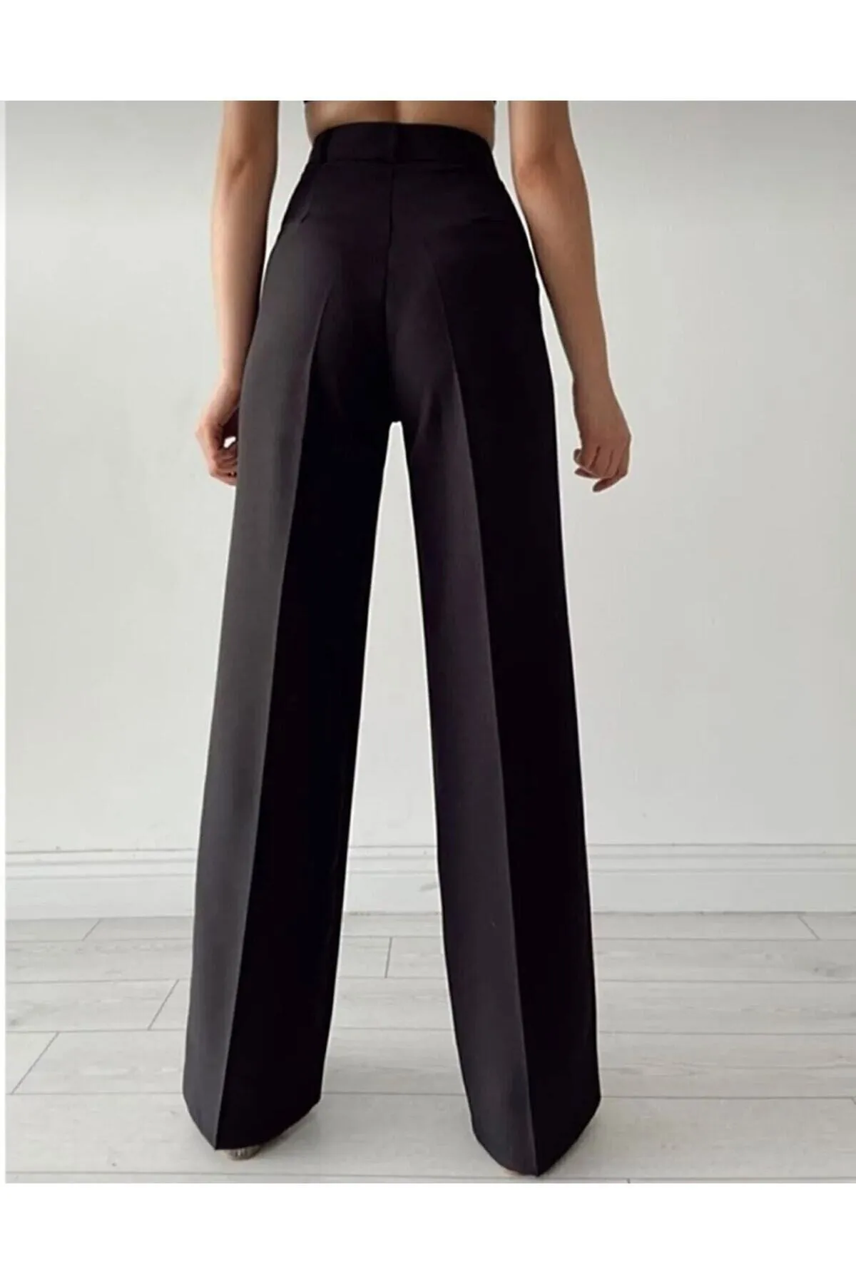 modazoom  Damen-Palazzo-Hose aus Stoff mit weitem Bein