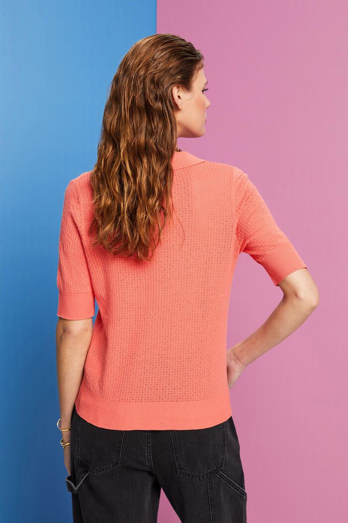 Pointelle-Pullover mit Polokragen, Seidenmix