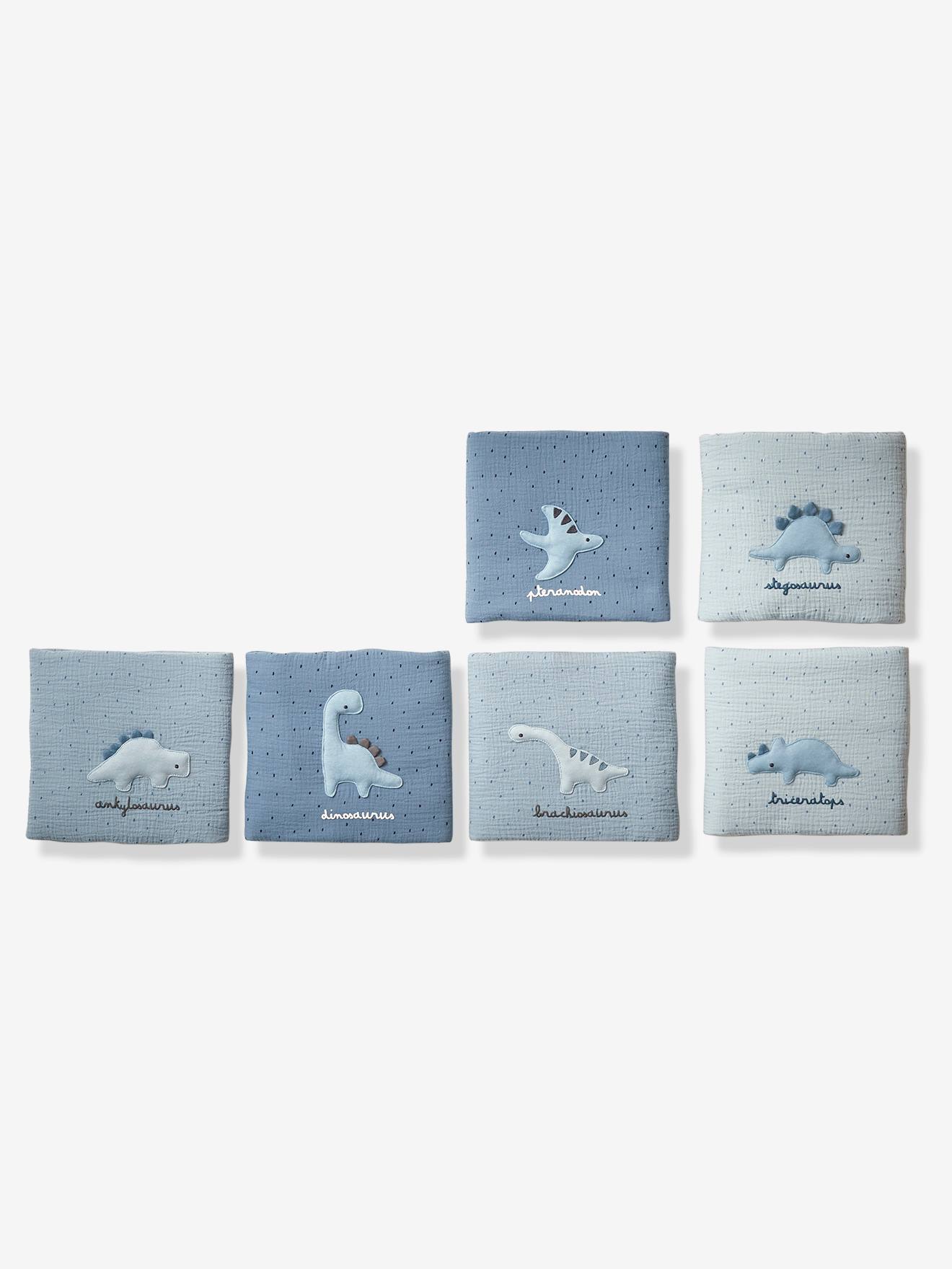 Vertbaudet Baby Bettumrandung / Polster für Laufgitter KLEINER DINO Oeko-Tex - blaugrau bedruckt