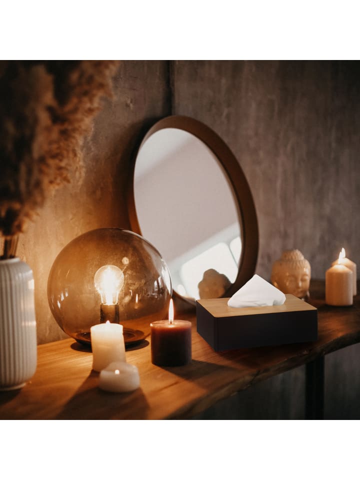 relaxdays Tücherbox in Schwarz/Natur - (B)26 x (H)10 x (T)14 cm günstig kaufen onesize