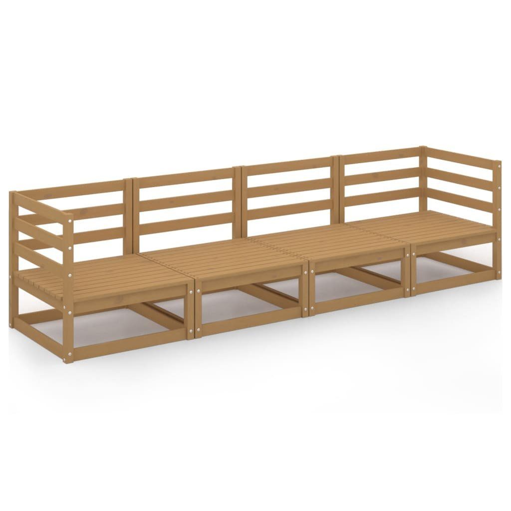 vidaXL Loungesofa Outdoor-Sofa 4-Sitzer Honigbraun Massivholz Kiefer, 1 Teile
