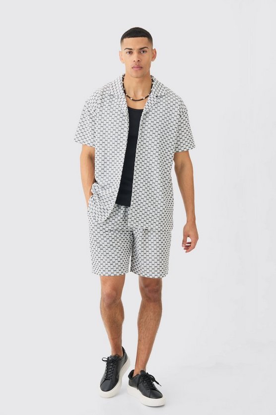 Kastiges Oversize Jacquard-Hemd & Shorts