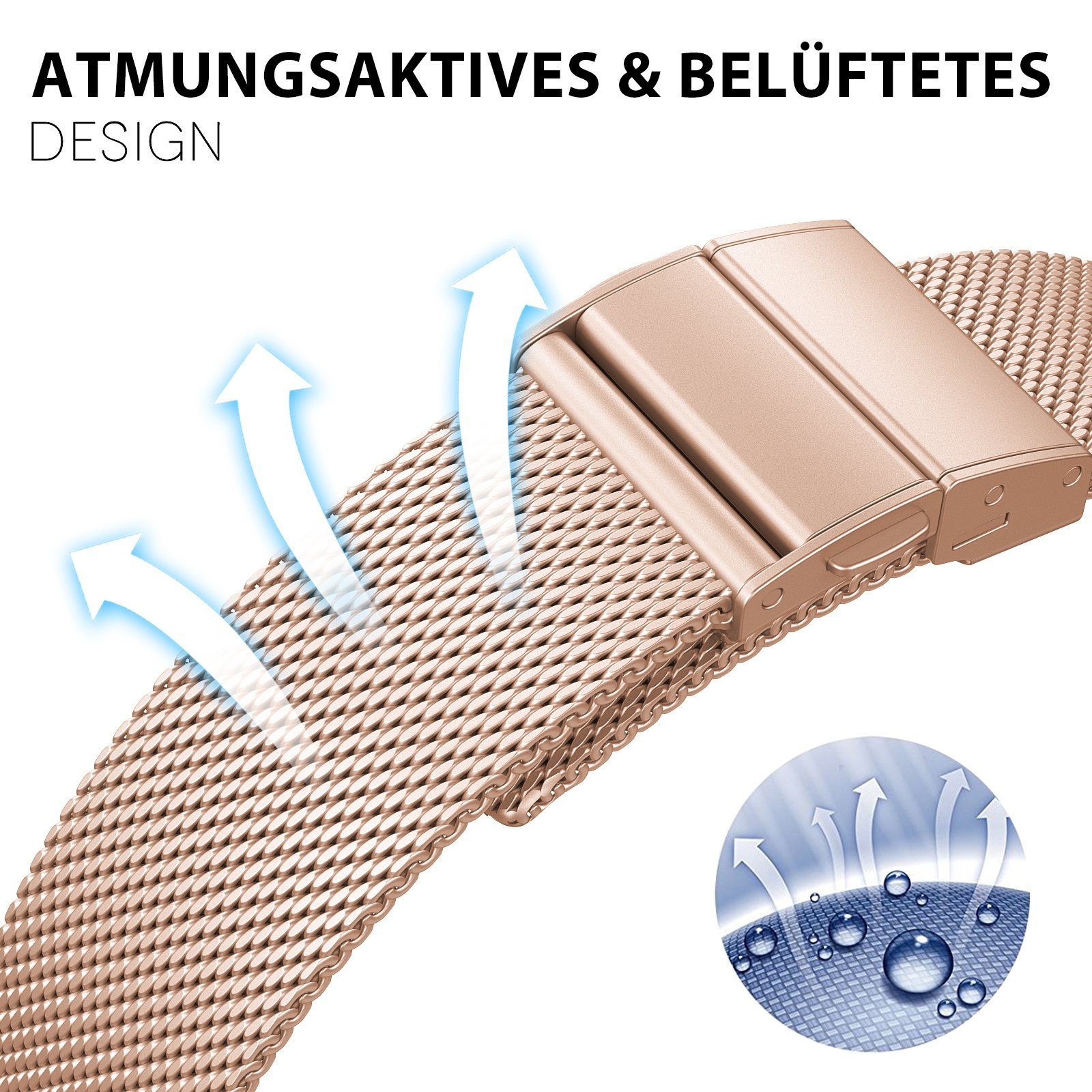 edimens Smartwatch-Armband für Apple Watch 38/40/41mm Edelstahl Metallarmband, Schlank, mode, für Damen