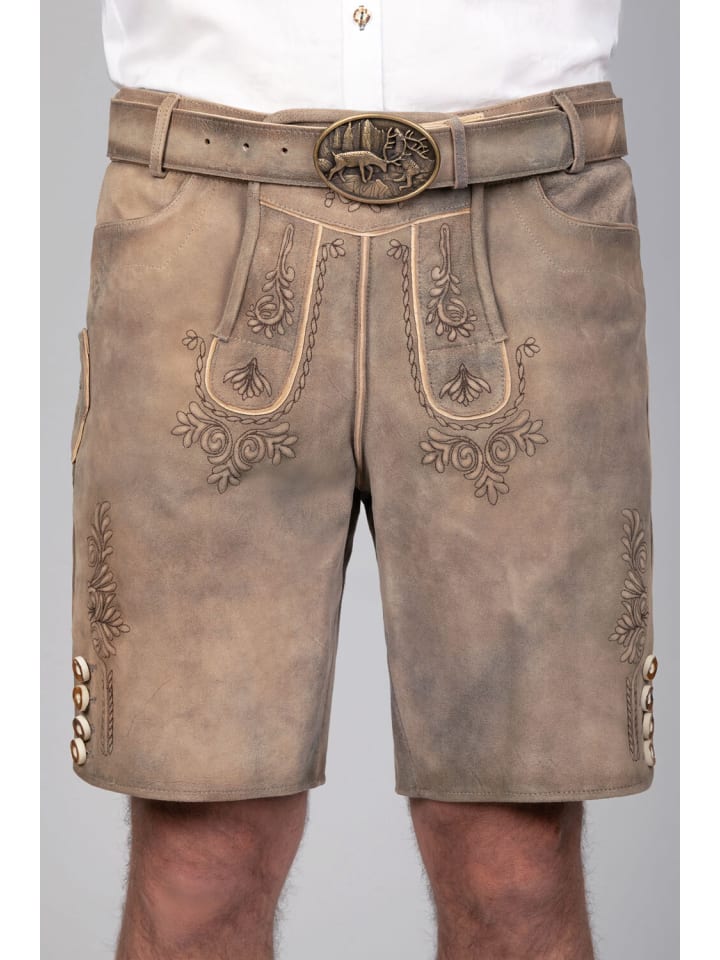 Edelnice Kurze Wildbock Lederhose Lukas in hellbraun günstig kaufen