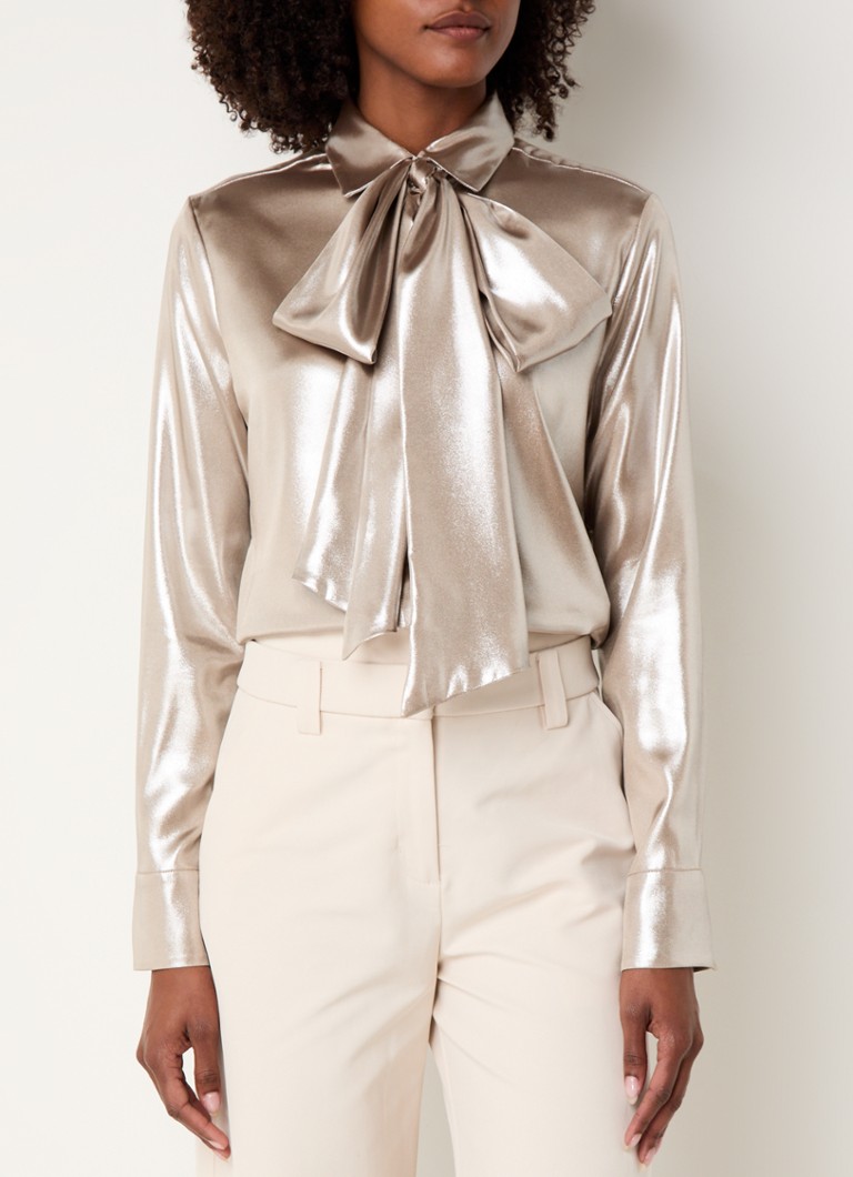 JOSH V Sydney blouse with shawl collar and glossy finish